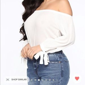 Off the shoulder top with tie sleeves